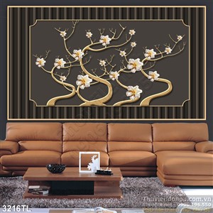 Tranh 3D hoa điêu khắc trang trí tường đẹp