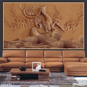 Tranh tường điêu khắc hình hươu trang trí tường đẹp