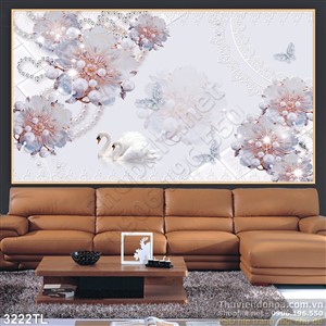 Tranh 3D thiên nga trang trí tường đẹp