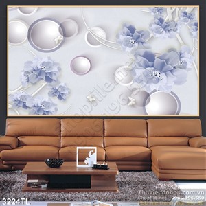 Tranh 3D hoa trang trí tường phòng khách đẹp nhất