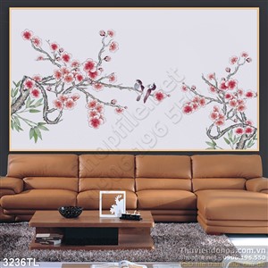 Tranh hoa đào trang trí phòng ngủ