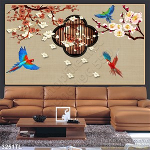 Tranh hoa đào trang trí ngày tết