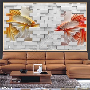 Tranh 3D cá beta trang trí tường