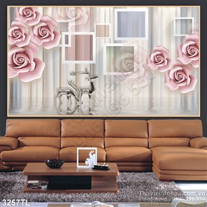 Tranh 3D hoa hồng trang trí tường đẹp
