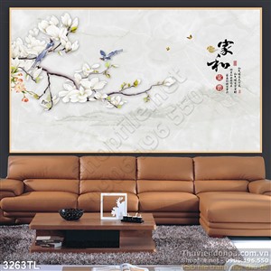 Tranh 3D hoa mộc lan in gạch chất lượng cao