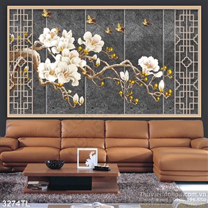 Tranh 3D hoa mộc lan trang trí đẹp nhất