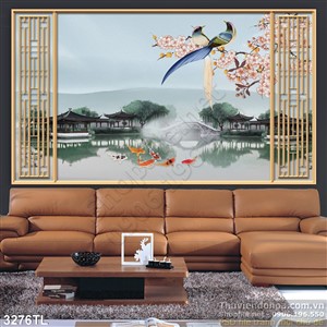 Tranh thư pháp hoa đào mùa xuân đẹp nhất