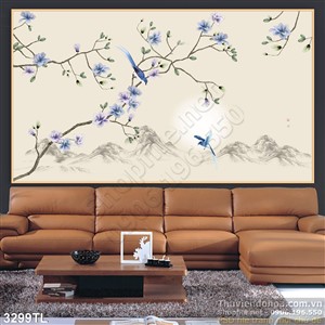 Tranh 3D hoa dán tường nghệ thuật