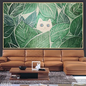 Tranh decor mèo con trang trí tường