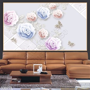 Tranh hoa hồng in gạch đẹp nhất