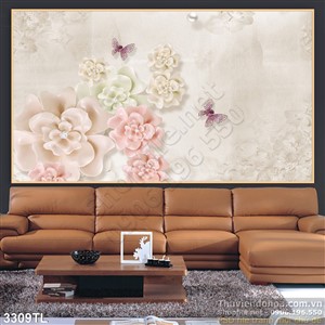 Tranh lụa 3D hoa trang trí tường đẹp
