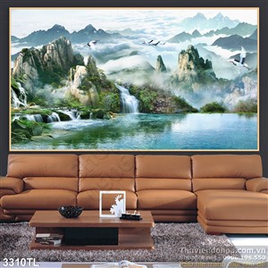 Tranh thư pháp thác nước trang trí tường đẹp