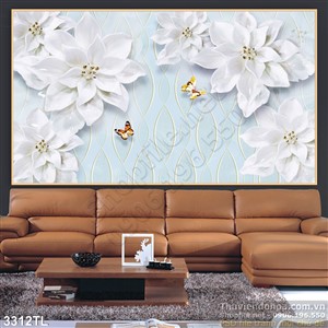Tranh lụa 3D hoa in gạch đẹp, chất lượng cao