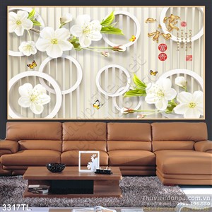 Tranh 3D hoa Mai thư pháp đẹp nhất