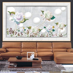 Tranh 3D giả ngọc hoa hồng trang trí tường đẹp