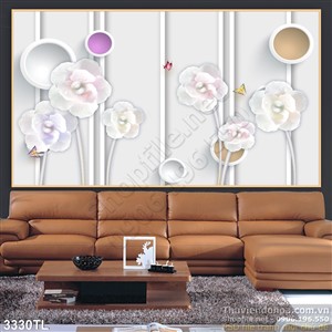 Tranh 3D hoa nghệ thuật trang trí dán tường