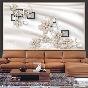 Tranh lụa 3D hoa ngọc trang trí tường đẹp