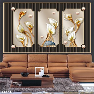 Tranh 3D điêu khắc hoa Vân môn trang trí tường