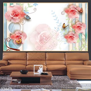 Tranh 3D hoa hồng in gạch đẹp nhất