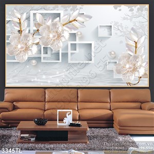 Tranh 3D hoa Mai kim cương trang trí tường đẹp
