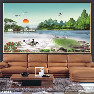 Tranh thư pháp thác nước phong thủy đẹp nhất