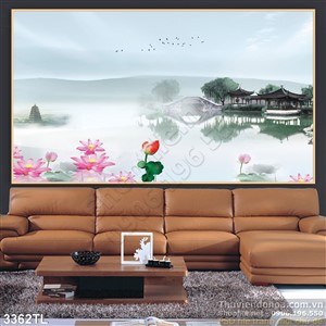 Tranh thư pháp hoa Sen treo tường đẹp