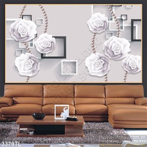 Tranh 3D hoa hồng nghệ thuật dán tường đẹp