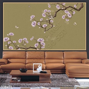 Tranh sơn dầu hoa trang trí dán tường đẹp