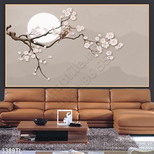 Tranh 3D hoa đào trang trí đẹp