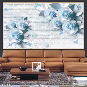 Tranh 3D hoa hồng giấy in gạch đpẹ nhất