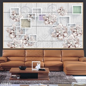 Tranh 3D hoa trang trí phòng ăn