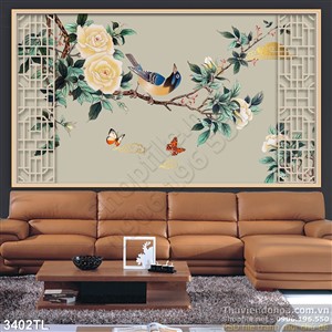 Tranh 3D hoa hồng trang trí cổ điển