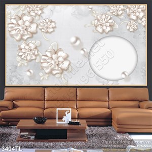 Tranh lụa 3D hoa ngọc trai trang trí phòng ngủ