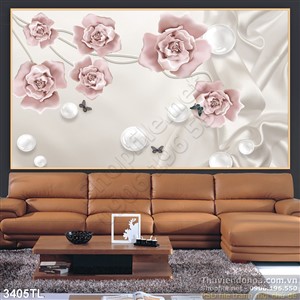 Tranh lụa 3d hoa hồng trang trí phòng ngủ đẹp