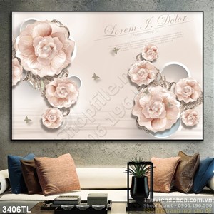 Tranh 3D hoa hồng nghệ thuật trang trí phòng ngủ