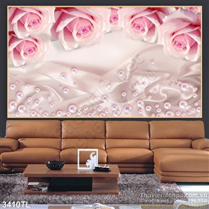 Tranh lụa 3D hoa hồng ngọc trai đẹp nhất