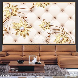 Tranh 3D hoa bằng vàng đẹp nhất