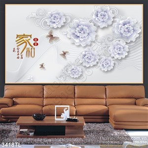 Tranh lụa 3d hoa trang trí treo tường đẹp