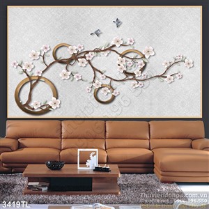 Tranh 3D hoa đào in gạch đẹp nhất