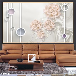 Tranh 3D hoa giả ngọc trang trí tường