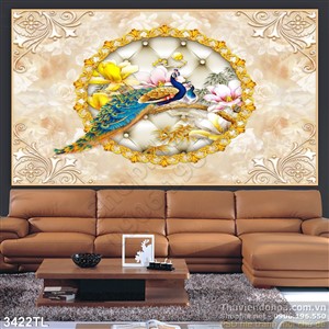 Tranh 3D giả ngọc chim phượng hoàng đẹp