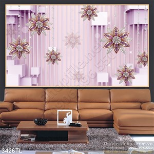 Tranh 3D hoa kim cương trang trí phòng ngủ