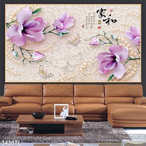 Tranh 3D hoa bằng vàng trang trí phòng ngủ