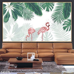 Tranh màu nước chim Hạc decor tường