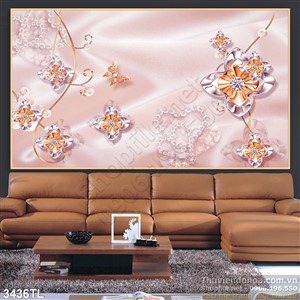 Tranh lụa 3D hoa kim cương, ngọc trai đẹp nhất
