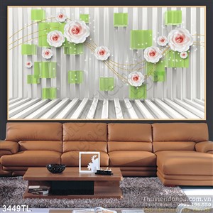 Tranh 3D hoa hồng trang trí phòng ngủ đẹp
