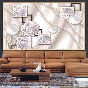Tranh lụa 3D hoa nghệ thuật trang trí tường