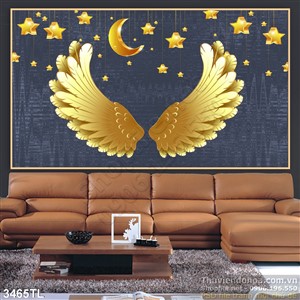 Tranh 3D đôi cánh thiên thần bằng vàng