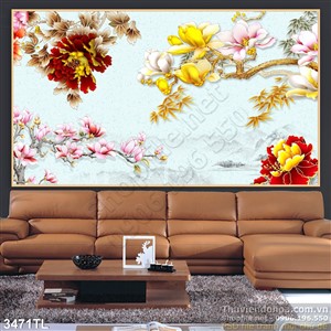 Tranh 3D hoa mẫu đơn đẹp nhất