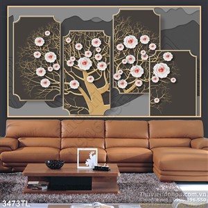 Tranh 3D hoa decor phòng khách hiện đại